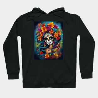 Mexican Tradition: Colorful Sugar Skull Makeup Hoodie